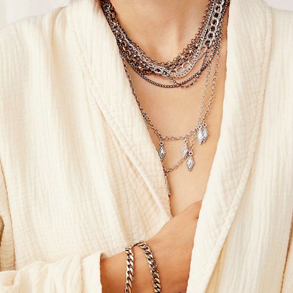 FREE PEOPLE SILVER CHOKER AND CHAIN